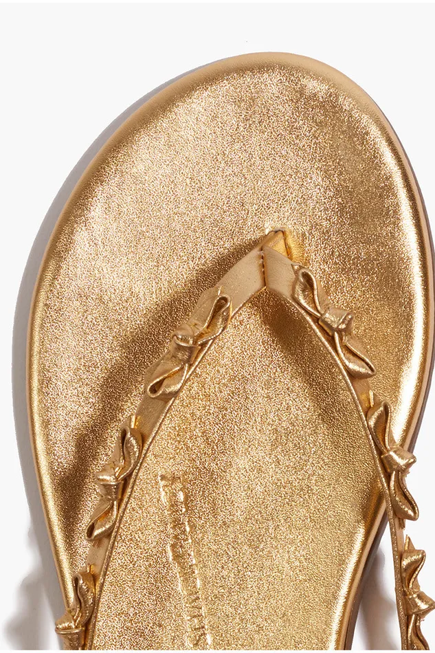 Women Swim LoveShackFancy Tkees Mini Bow Sandals Gold