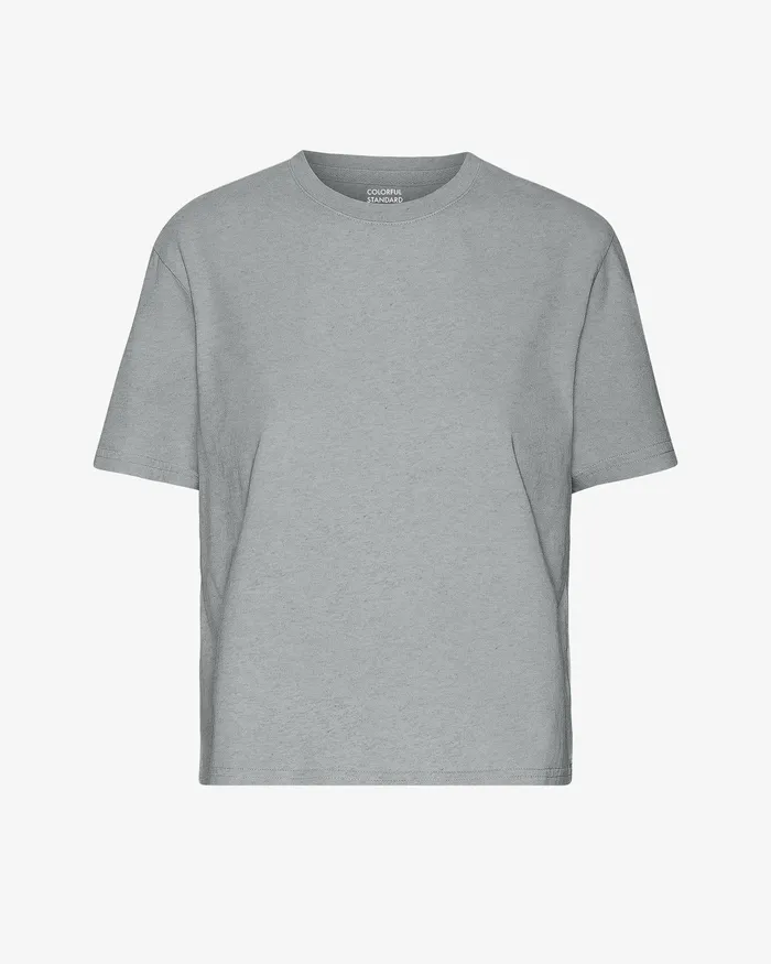 Women TShirts Colorfulstandard Organic Boxy Crop Tee 8211 Heather Grey