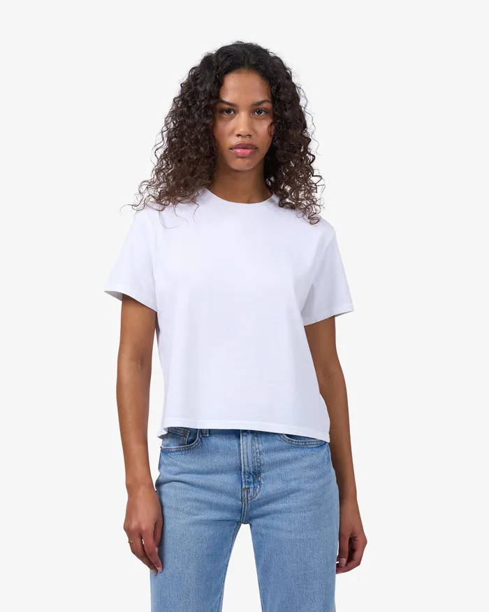Women TShirts Colorfulstandard Organic Boxy Crop Tee 8211 Heather Grey