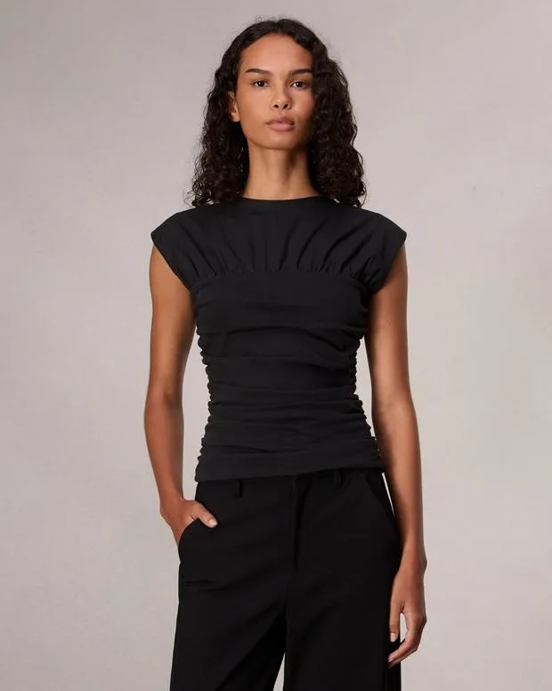 Women TShirts Rag and Bone Mica Banded Cotton Top Black