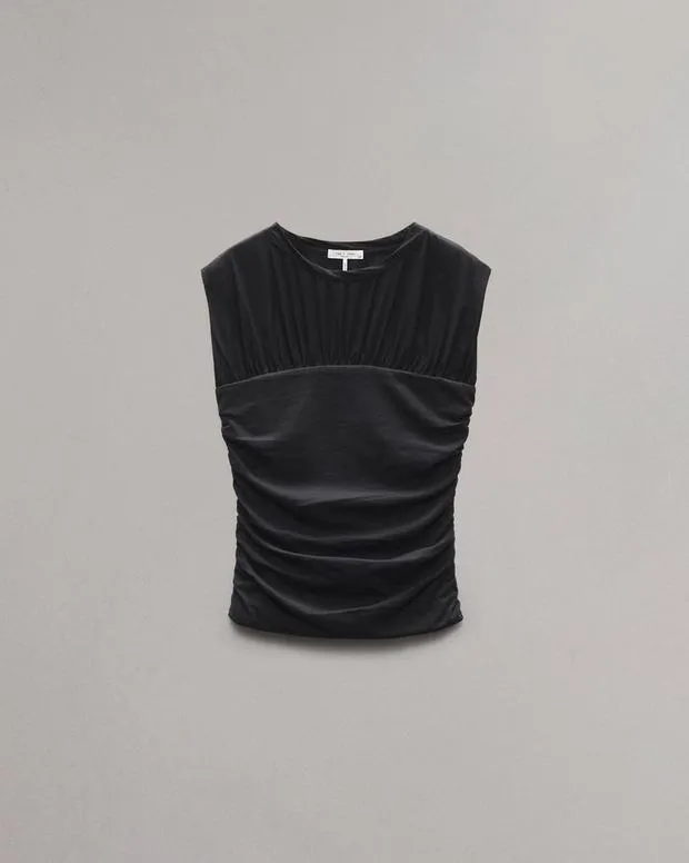 Women TShirts Rag and Bone Mica Banded Cotton Top Black