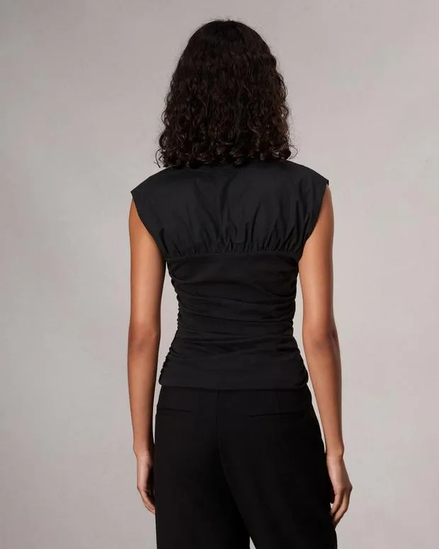 Women TShirts Rag and Bone Mica Banded Cotton Top Black