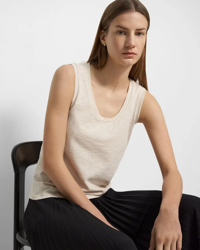 Women TShirts Tank Tops Theory Easy Tank Top In Organic Slub Cotton Canvas