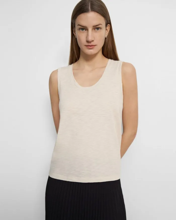Women TShirts Tank Tops Theory Easy Tank Top In Organic Slub Cotton Canvas