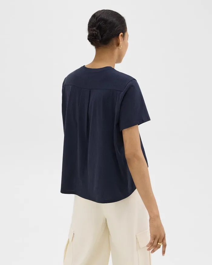 Women TShirts Tank Tops Theory Relaxed Tee In Organic Cotton Nocturne Navy