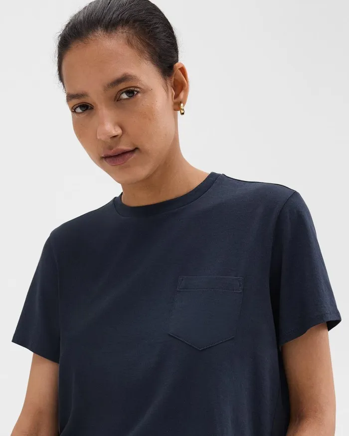 Women TShirts Tank Tops Theory Relaxed Tee In Organic Cotton Nocturne Navy