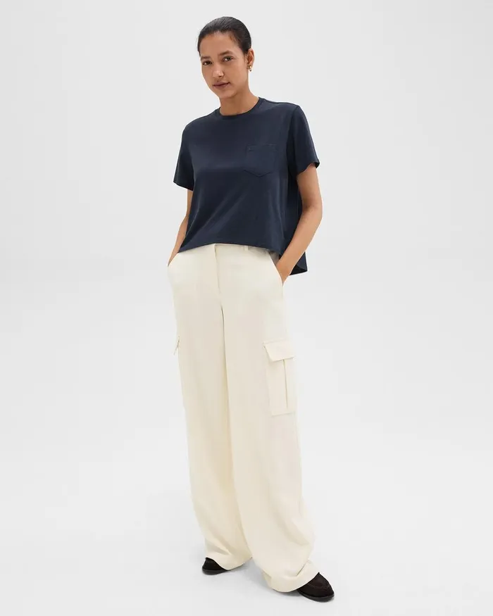 Women TShirts Tank Tops Theory Relaxed Tee In Organic Cotton Nocturne Navy