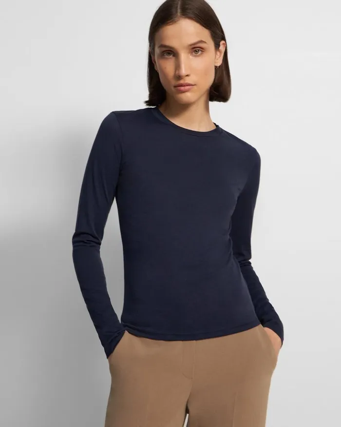 Women TShirts Tank Tops Theory Tiny LongSleeve Tee In Organic Cotton Marina
