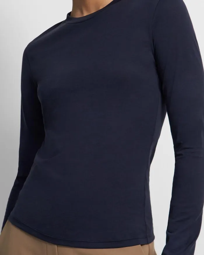 Women TShirts Tank Tops Theory Tiny LongSleeve Tee In Organic Cotton Marina