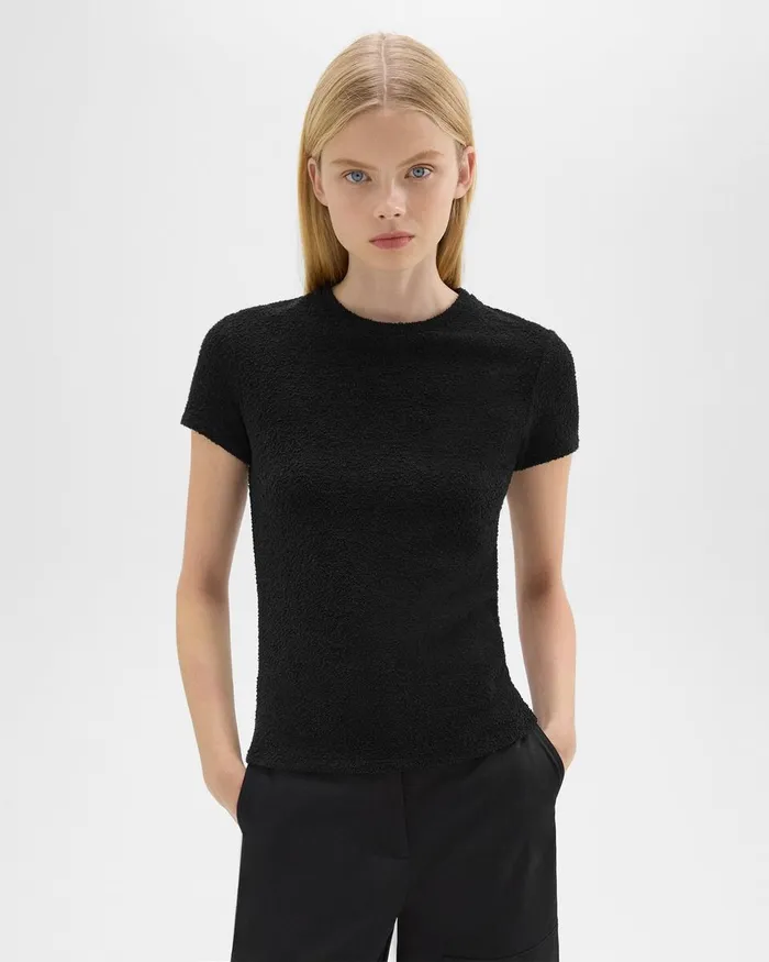 Women TShirts Tank Tops Theory Tiny Tee In Boucleacute Jersey Black