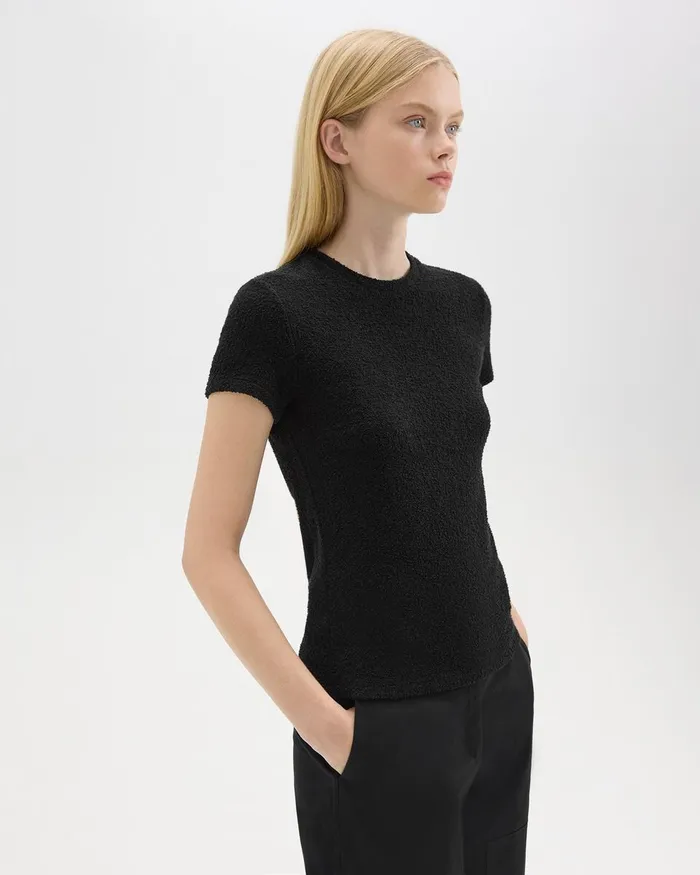 Women TShirts Tank Tops Theory Tiny Tee In Boucleacute Jersey Black