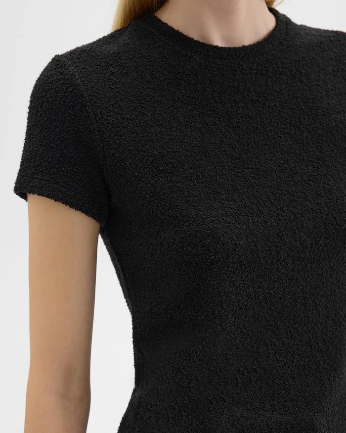 Women TShirts Tank Tops Theory Tiny Tee In Boucleacute Jersey Black