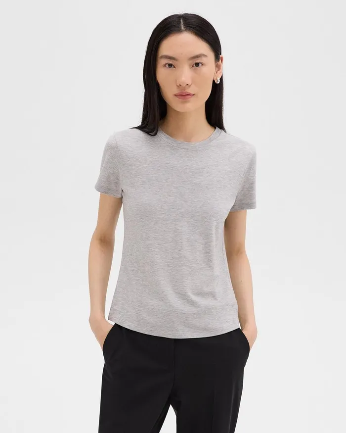 Women TShirts Tank Tops Theory Tiny Tee In Organic Cotton Soft Grey Melange