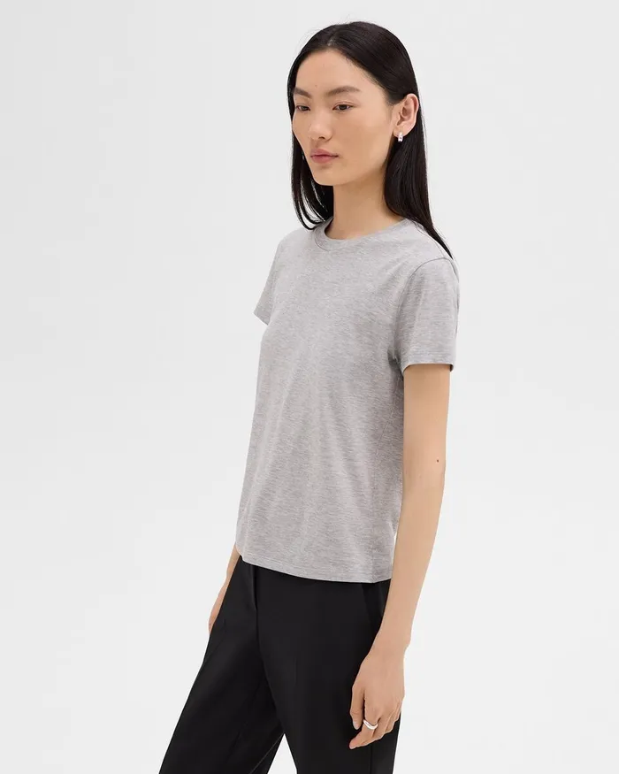 Women TShirts Tank Tops Theory Tiny Tee In Organic Cotton Soft Grey Melange