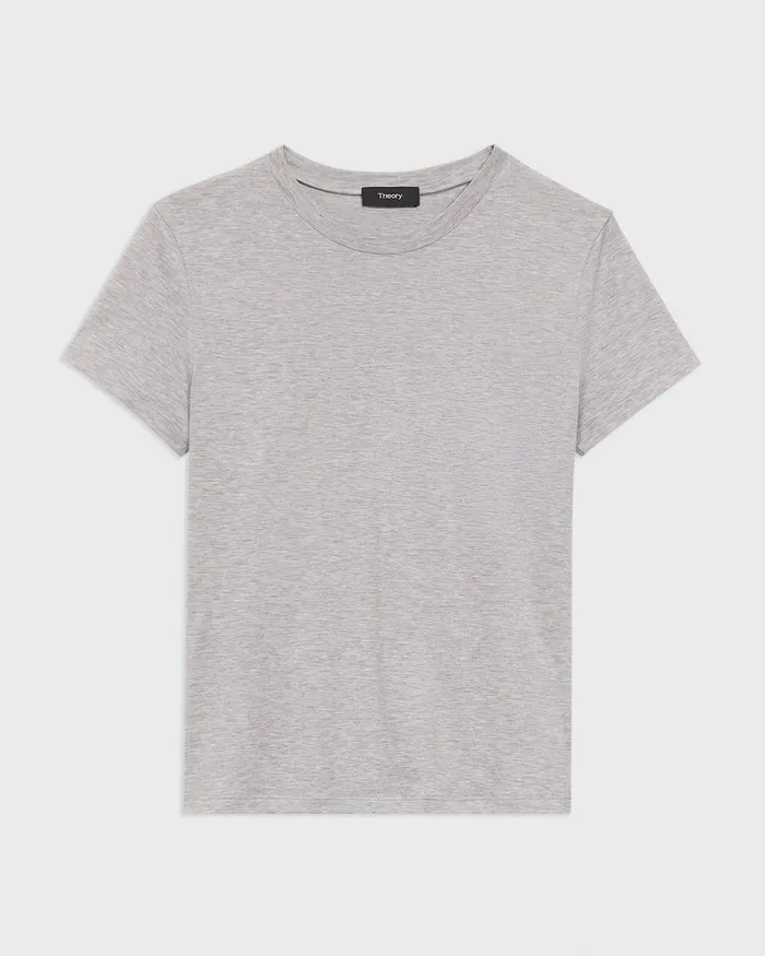 Women TShirts Tank Tops Theory Tiny Tee In Organic Cotton Soft Grey Melange