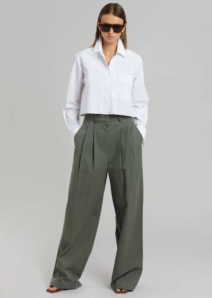Women Tansy Cotton Pants 8211 Olive The Frankie Shop Bottoms