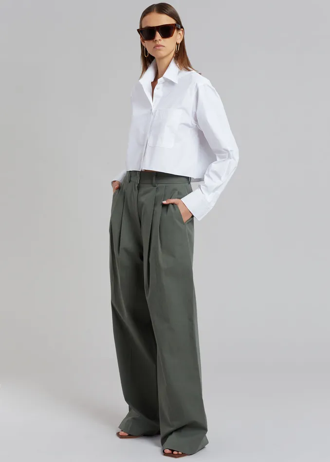 Women Tansy Cotton Pants 8211 Olive The Frankie Shop Bottoms