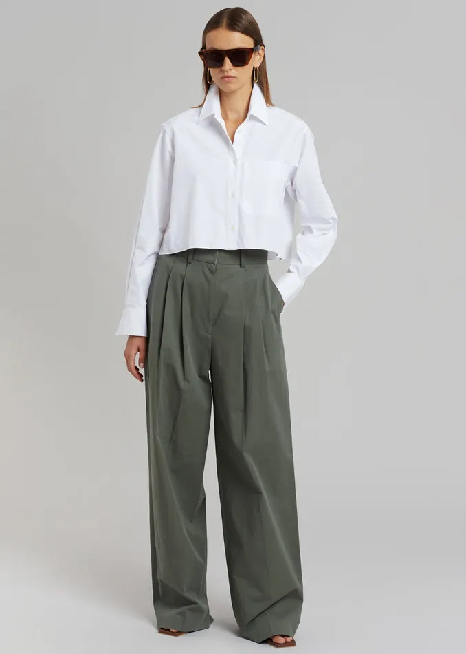 Women Tansy Cotton Pants 8211 Olive The Frankie Shop Bottoms