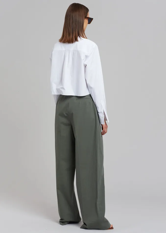Women Tansy Cotton Pants 8211 Olive The Frankie Shop Bottoms
