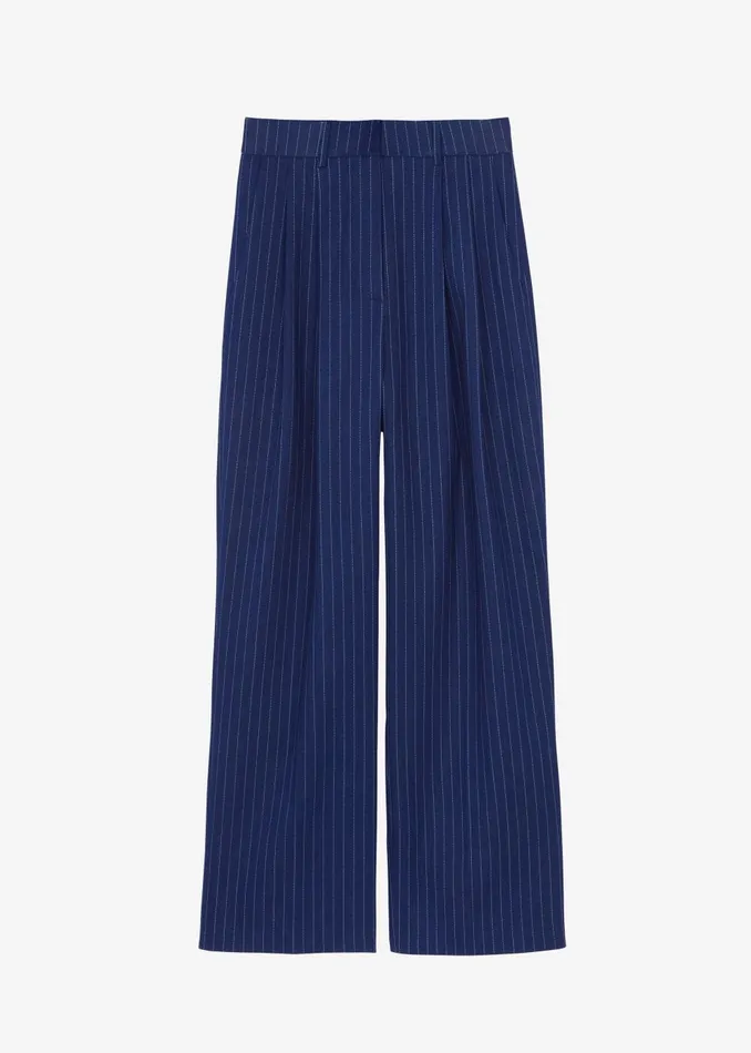 Women Tansy Denim Pants 8211 Navy Pinstripe The Frankie Shop Bottoms