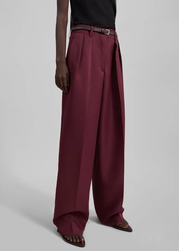 Women Tansy Pleated Trousers 8211 Burgundy The Frankie Shop Bottoms