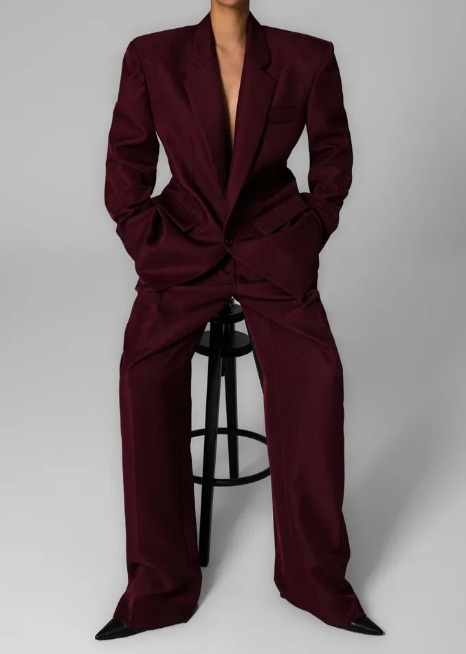 Women Tansy Pleated Trousers 8211 Burgundy The Frankie Shop Bottoms