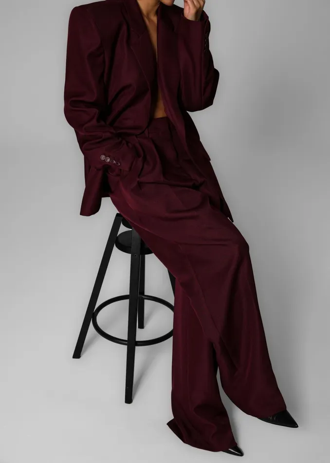Women Tansy Pleated Trousers 8211 Burgundy The Frankie Shop Bottoms