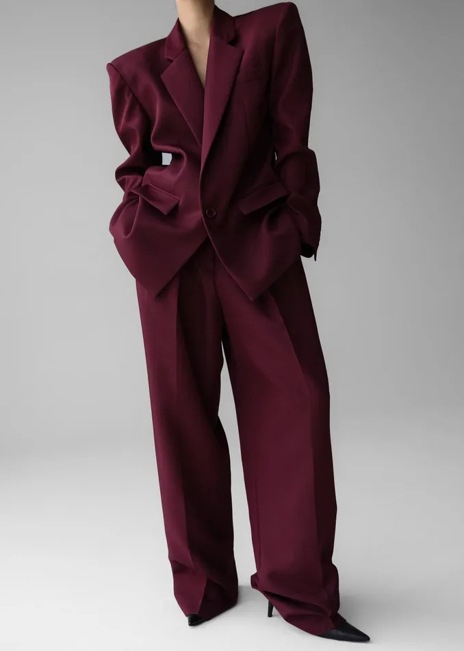 Women Tansy Pleated Trousers 8211 Burgundy The Frankie Shop Bottoms