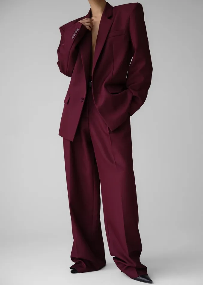 Women Tansy Pleated Trousers 8211 Burgundy The Frankie Shop Bottoms