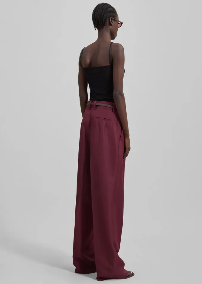 Women Tansy Pleated Trousers 8211 Burgundy The Frankie Shop Bottoms