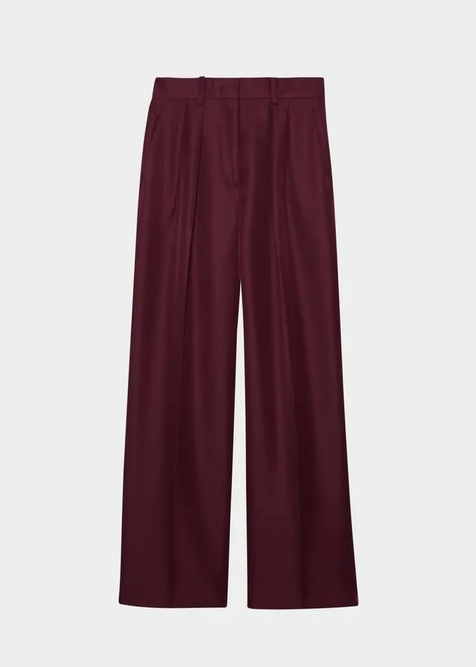 Women Tansy Pleated Trousers 8211 Burgundy The Frankie Shop Bottoms