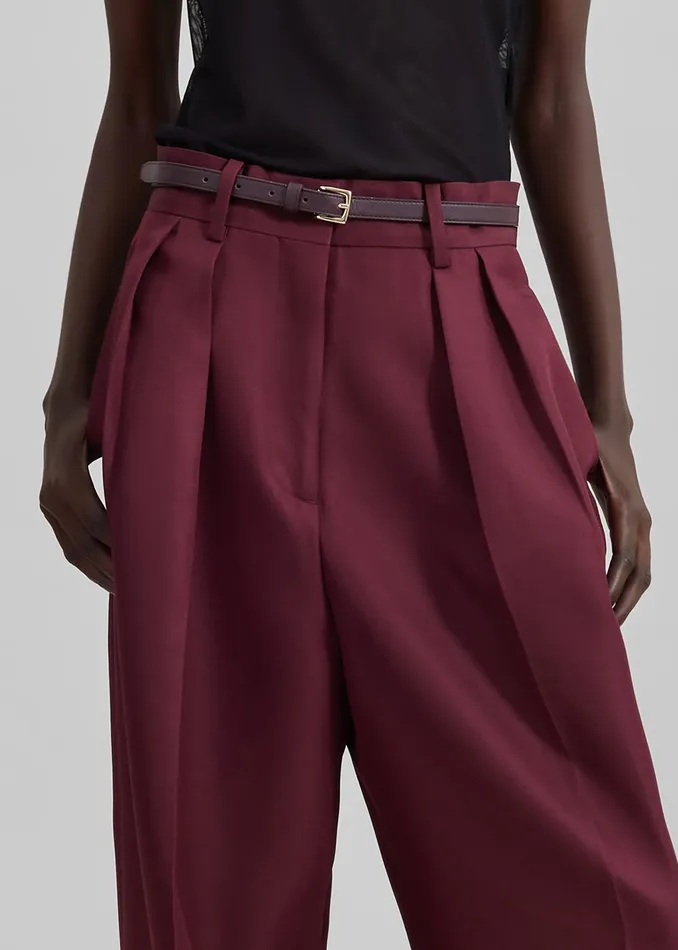 Women Tansy Pleated Trousers 8211 Burgundy The Frankie Shop Bottoms