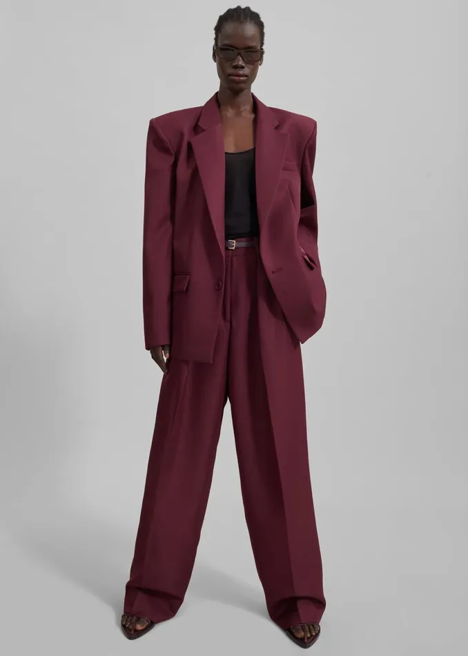 Women Tansy Pleated Trousers 8211 Burgundy The Frankie Shop Bottoms