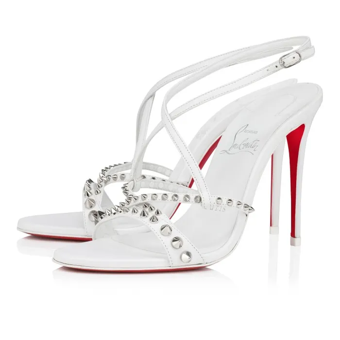 Women Tatooshka Spikes 100 Mm Strappy Sandals 8211 Kid Leather And Spikes 8211 Bianco Christian Louboutin Sandals and Slides