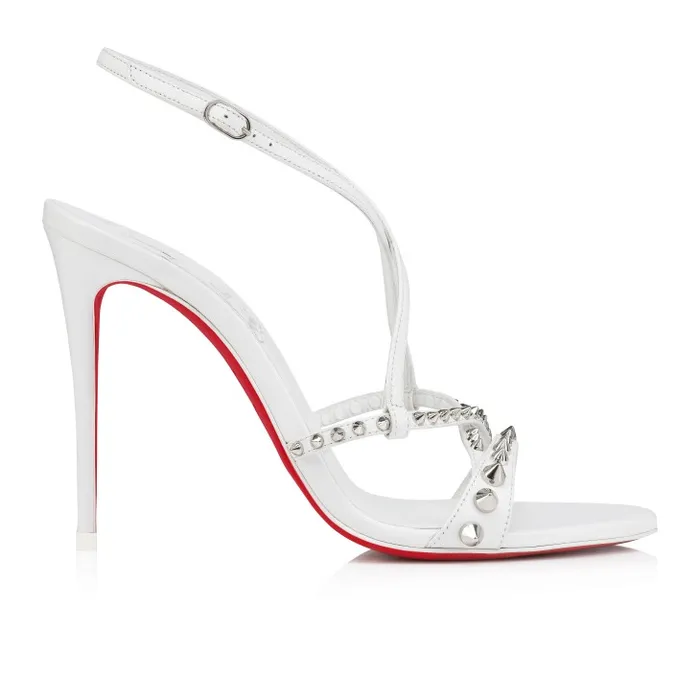 Women Tatooshka Spikes 100 Mm Strappy Sandals 8211 Kid Leather And Spikes 8211 Bianco Christian Louboutin Sandals and Slides