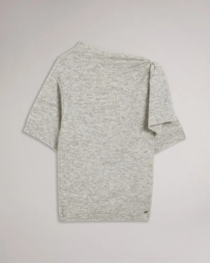 Women TEEBOW 8211 Bow Embellished Wool Top Light Grey Ted Baker Tops and Blouses