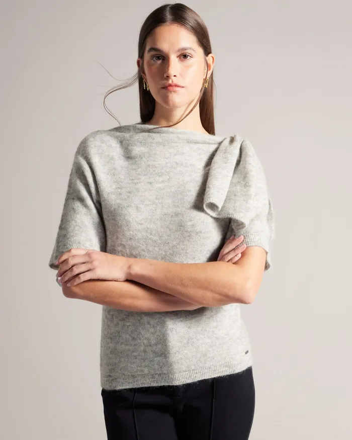 Women TEEBOW 8211 Bow Embellished Wool Top Light Grey Ted Baker Tops and Blouses Women TEEBOW 8211 Bow Embellished Wool Top Light Grey Ted Baker Tops and Blouses