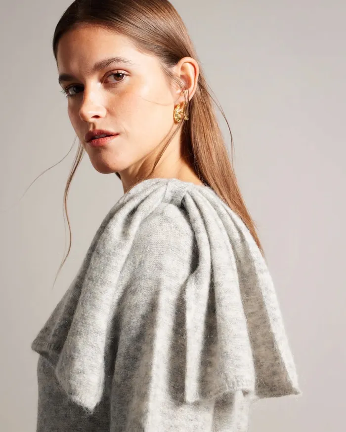 Women TEEBOW 8211 Bow Embellished Wool Top Light Grey Ted Baker Tops and Blouses Women TEEBOW 8211 Bow Embellished Wool Top Light Grey Ted Baker Tops and Blouses