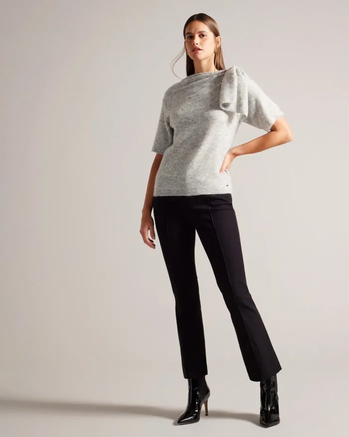 Women TEEBOW 8211 Bow Embellished Wool Top Light Grey Ted Baker Tops and Blouses Women TEEBOW 8211 Bow Embellished Wool Top Light Grey Ted Baker Tops and Blouses