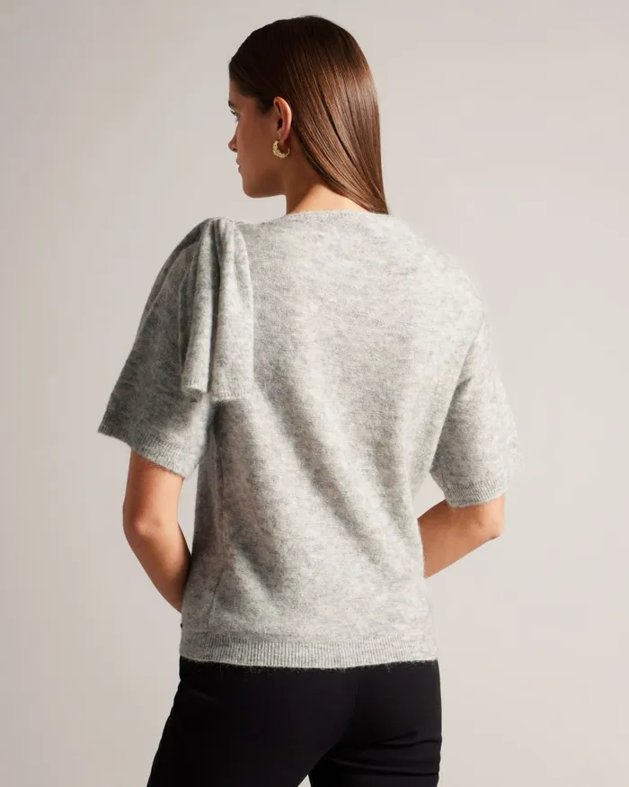 Women TEEBOW 8211 Bow Embellished Wool Top Light Grey Ted Baker Tops and Blouses Women TEEBOW 8211 Bow Embellished Wool Top Light Grey Ted Baker Tops and Blouses