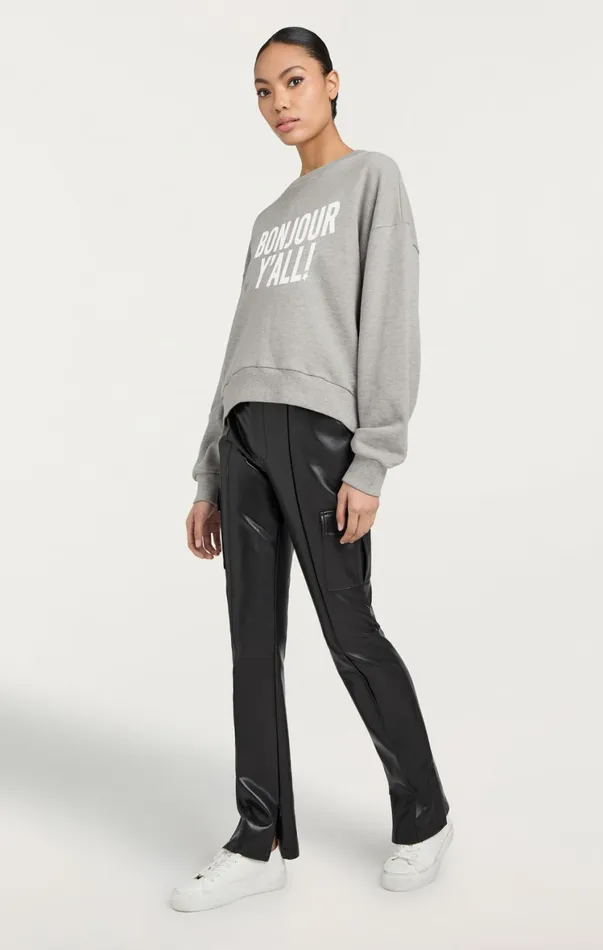 Women Tees and Pullovers Cinq Sept Bonjour Y039all Brandy Pullover Heather Greywhite