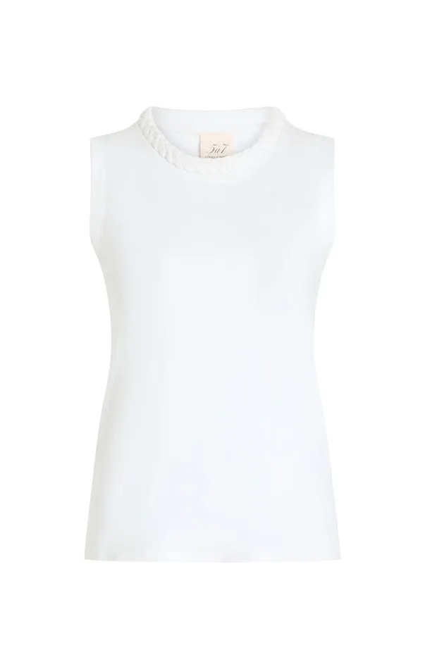 Women Tees and Pullovers Cinq Sept Sleeveless Braided Tee White