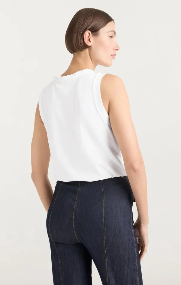 Women Tees and Pullovers Cinq Sept Sleeveless Braided Tee White