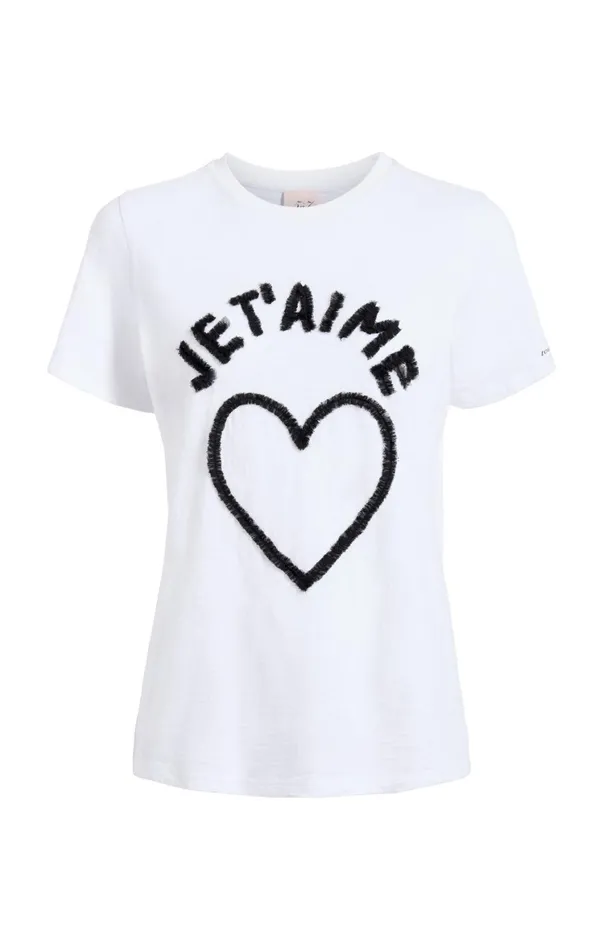 Women Tees and Pullovers Cinq Sept Textured Je T039aime Tee Whiteblack