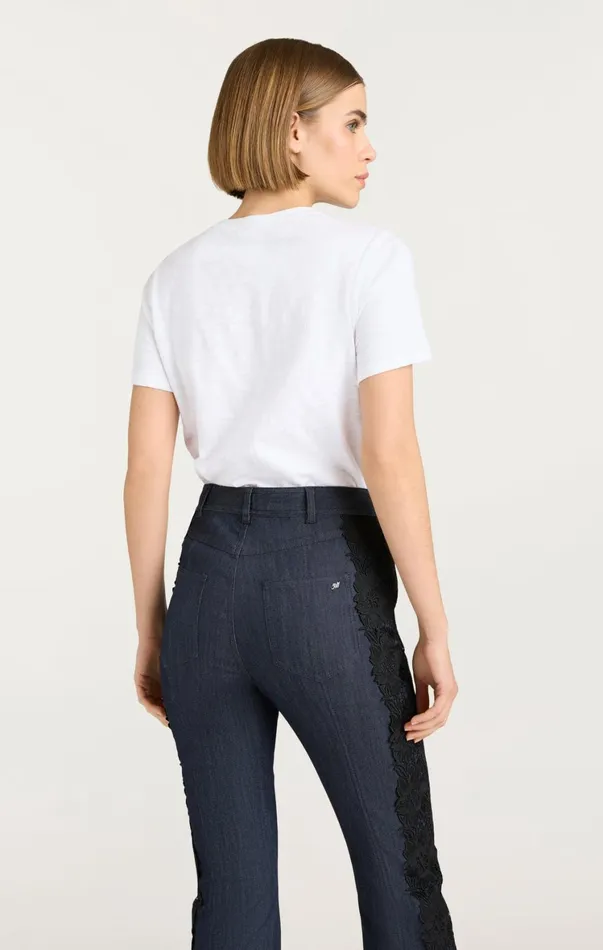 Women Tees and Pullovers Cinq Sept Textured Je T039aime Tee Whiteblack