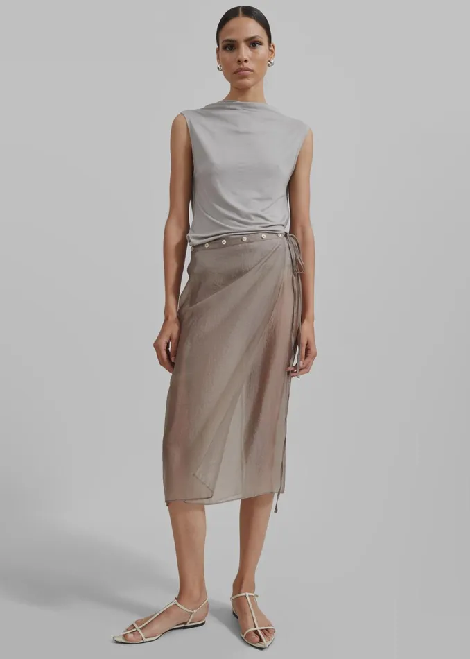 Women Tia Sheer Layered Skirt 8211 Beige The Frankie Shop Bottoms