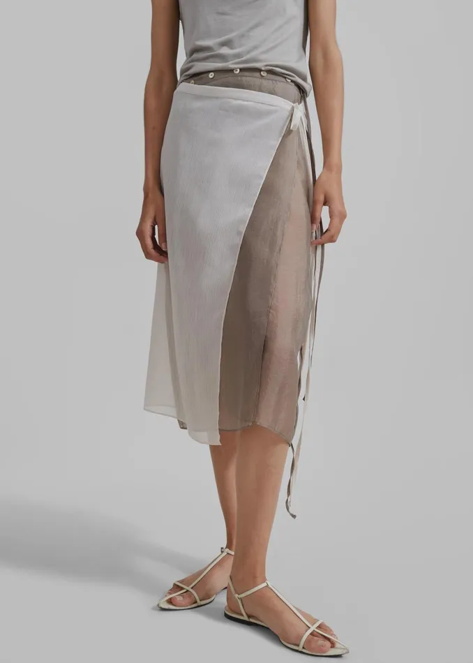 Women Tia Sheer Layered Skirt 8211 Beige The Frankie Shop Bottoms