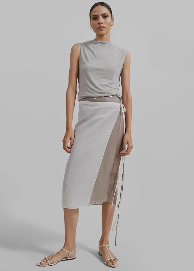 Women Tia Sheer Layered Skirt 8211 Beige The Frankie Shop Bottoms