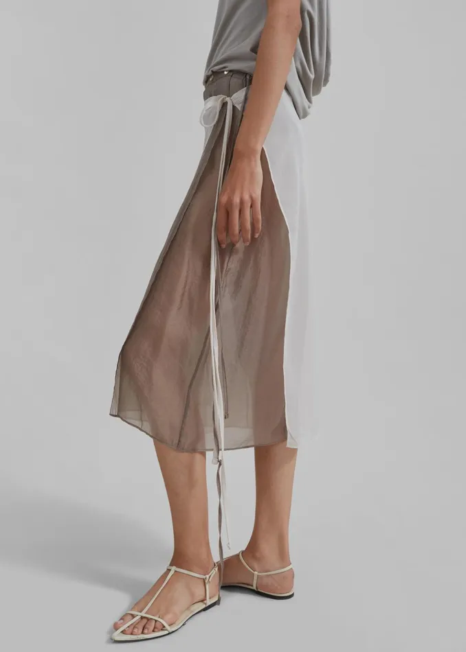 Women Tia Sheer Layered Skirt 8211 Beige The Frankie Shop Bottoms
