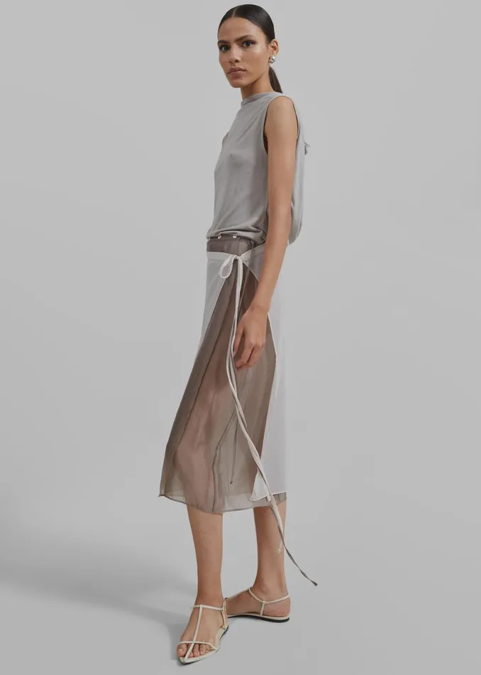Women Tia Sheer Layered Skirt 8211 Beige The Frankie Shop Bottoms
